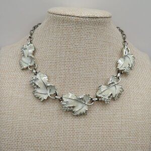 Vintage Sarah Coventry Silver Tone Enamel Grapes Leaves Necklace